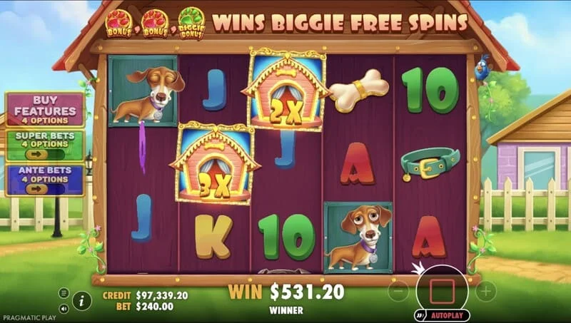 The Big Dog House – Gewinn im Basisspiel
